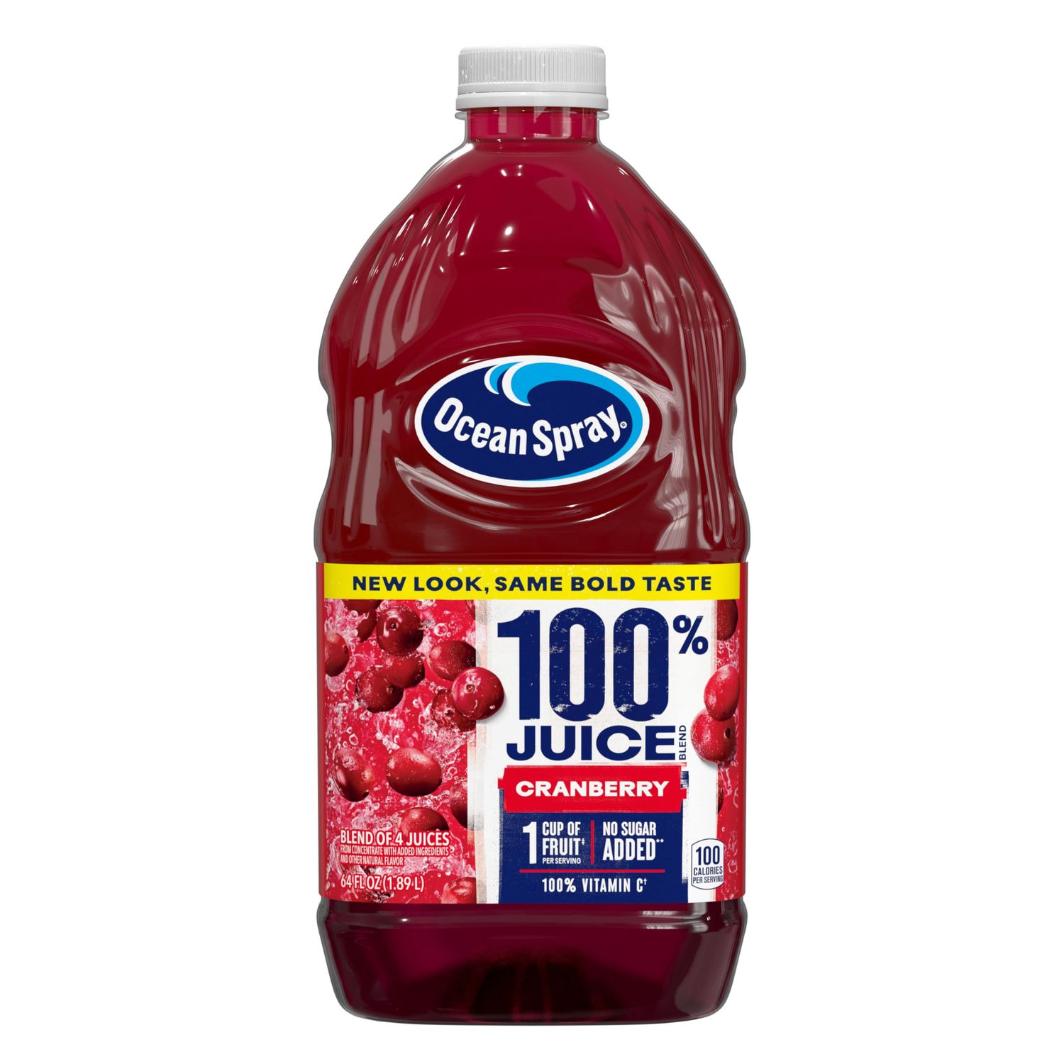 Ocean Spray 100% Juice, Cranberry, 64 Fl Oz Bottle (Pack of 8)