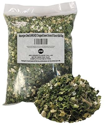 Naturejam Dried &amp; WASHED Chopped Green Onions 8 Ounce Bulk Bag-Just 1 Ingredient, 100% Dehdrated Scallions