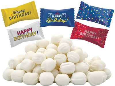 The Dreidel Company Happy Birthday Buttermints, Mint Candies, After Dinner Mints, Butter Mint Candy, Fat-Free, Kosher Certified, Individually Wrapped (55 Pieces)