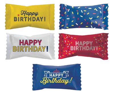 The Dreidel Company Happy Birthday Buttermints, Mint Candies, After Dinner Mints, Butter Mint Candy, Fat-Free, Kosher Certified, Individually Wrapped (55 Pieces)