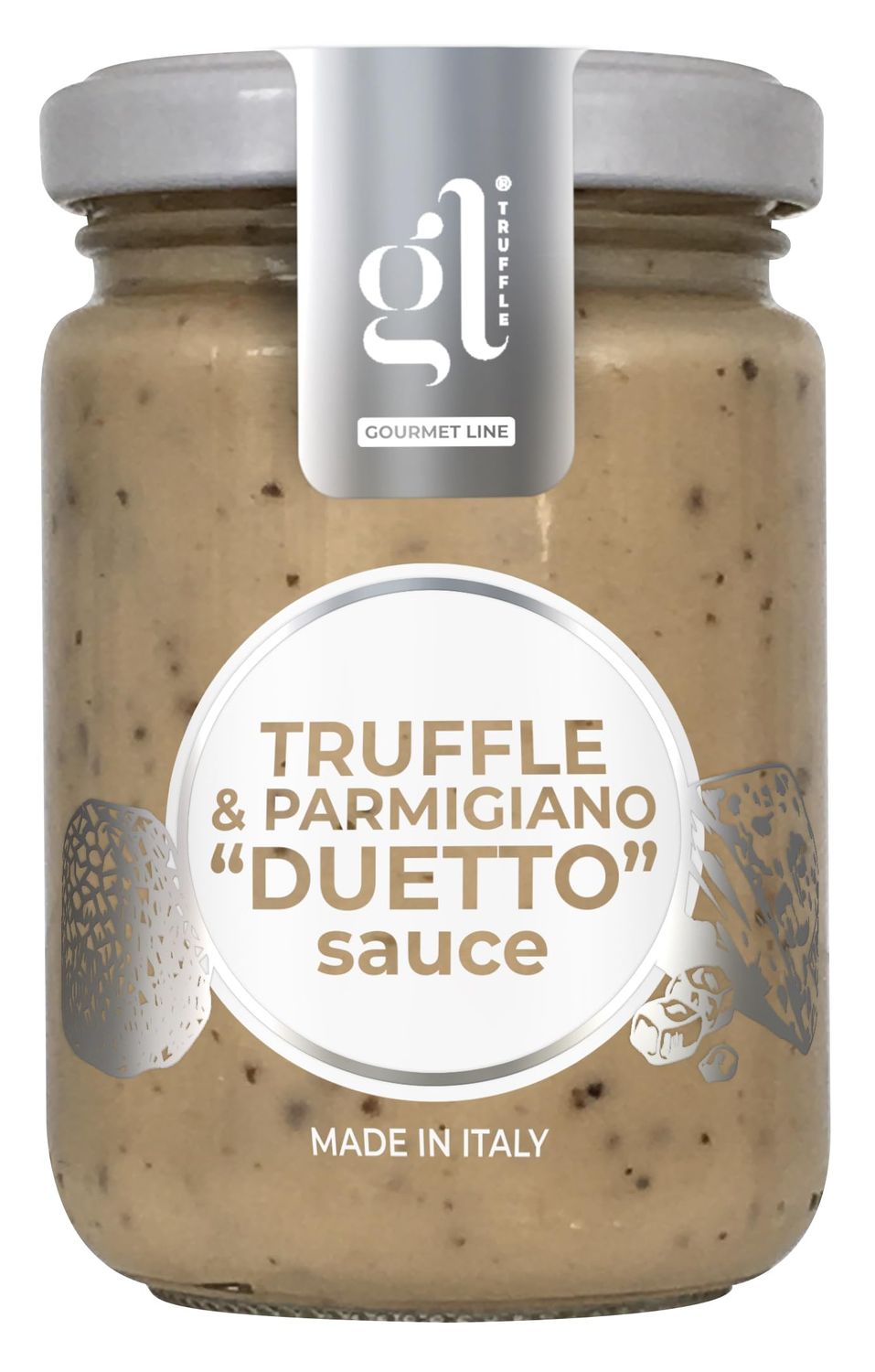 Truffle &amp; Parmigiano Duetto Cream Sauce, Tartufi Pasta Sauce, Condiment, 130 gr (4.6 oz), DOP Parmigiano Reggiano, Product of Italy, GL Truffle