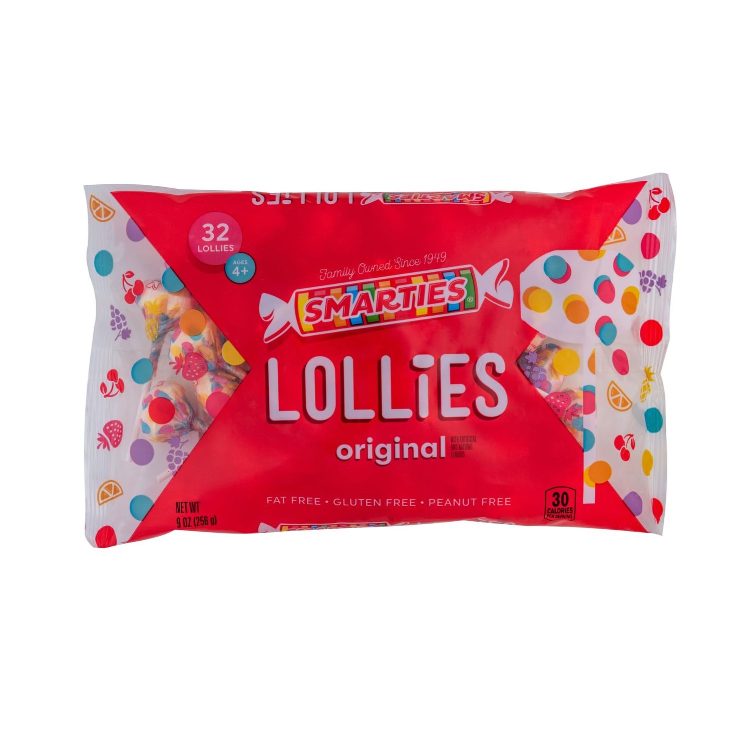 Smarties Double Lollies Individually Wrapped Gluten Free Peanut Fat Free Grape Strawberry Orange Lemon Flavors Perfect for Birthdays &amp; Halloween Parties Made by US Candy Company Since 1949-9 oz Bag