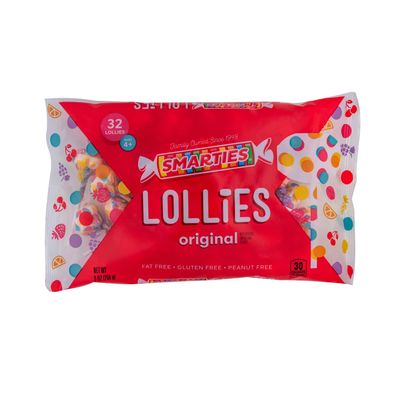 Smarties Double Lollies Individually Wrapped Gluten Free Peanut Fat Free Grape Strawberry Orange Lemon Flavors Perfect for Birthdays &amp; Halloween Parties Made by US Candy Company Since 1949-9 oz Bag