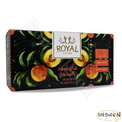 bonballoon Brilliant Royal Peach Black Tea Bag Pure Natural Drink Herbal Herb Chai Herbals Premium Oriental Egyptian Egypt Herbs Non Gmo No Additives No Artificial Coloring Kosher Halal (20 Bags)
