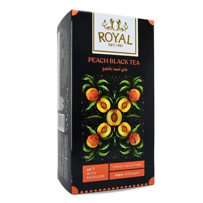 bonballoon Brilliant Royal Peach Black Tea Bag Pure Natural Drink Herbal Herb Chai Herbals Premium Oriental Egyptian Egypt Herbs Non Gmo No Additives No Artificial Coloring Kosher Halal (20 Bags)