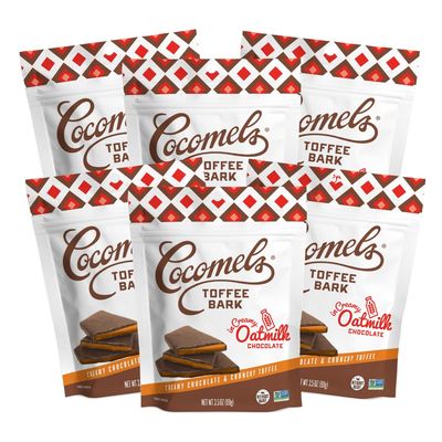 Cocomels Oatmilk Chocolate Covered Toffee Bark, 3.5 oz, 6 Pack, Dairy Free, Vegan, Organic