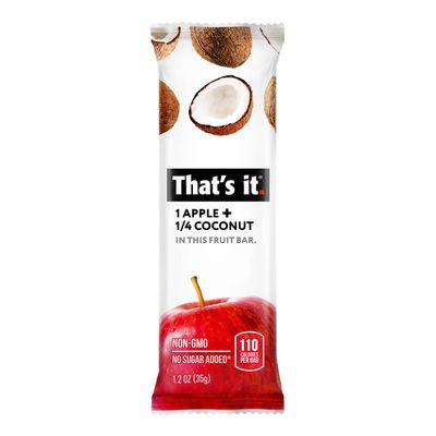 That's it. Apple + Coconut 100% Natural Real Fruit Bar, Best High Fiber Vegan, Gluten Free Healthy Snack, Paleo for Children &amp; Adults, Non GMO No Added Sugar, No Preservatives Energy Food (12 Pack)