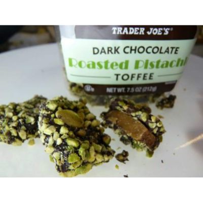 Trader Joe's Dark Chocolate Roasted Pistachio Toffee, 7.5 oz.
