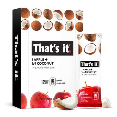 That&#39;s it. Apple + Coconut 100% Natural Real Fruit Bar, Best High Fiber Vegan, Gluten Free Healthy Snack, Paleo for Children &amp; Adults, Non GMO No Added Sugar, No Preservatives Energy Food (12 Pack)