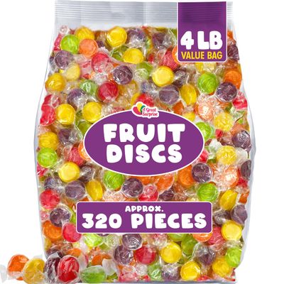A Great Surprise Assorted Fruit Discs - 4 Pound Bag - Bulk Individually Wrapped Candy - Fruit Flavored Candies