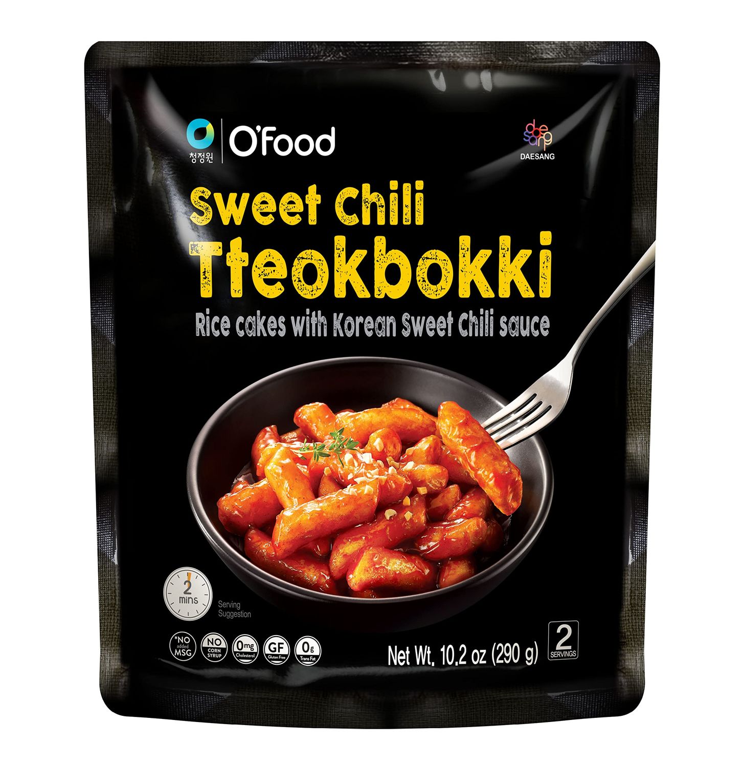C O&#39;Food Sweet Chili Tteokbokki, Gluten-Free Korean Rice Cakes, Authentic Spicy Korean Street Food Snack, Perfect with Cheese and Ramen Noodles, Ready to Eat, No MSG, No Corn Syrup, Pack of 1
