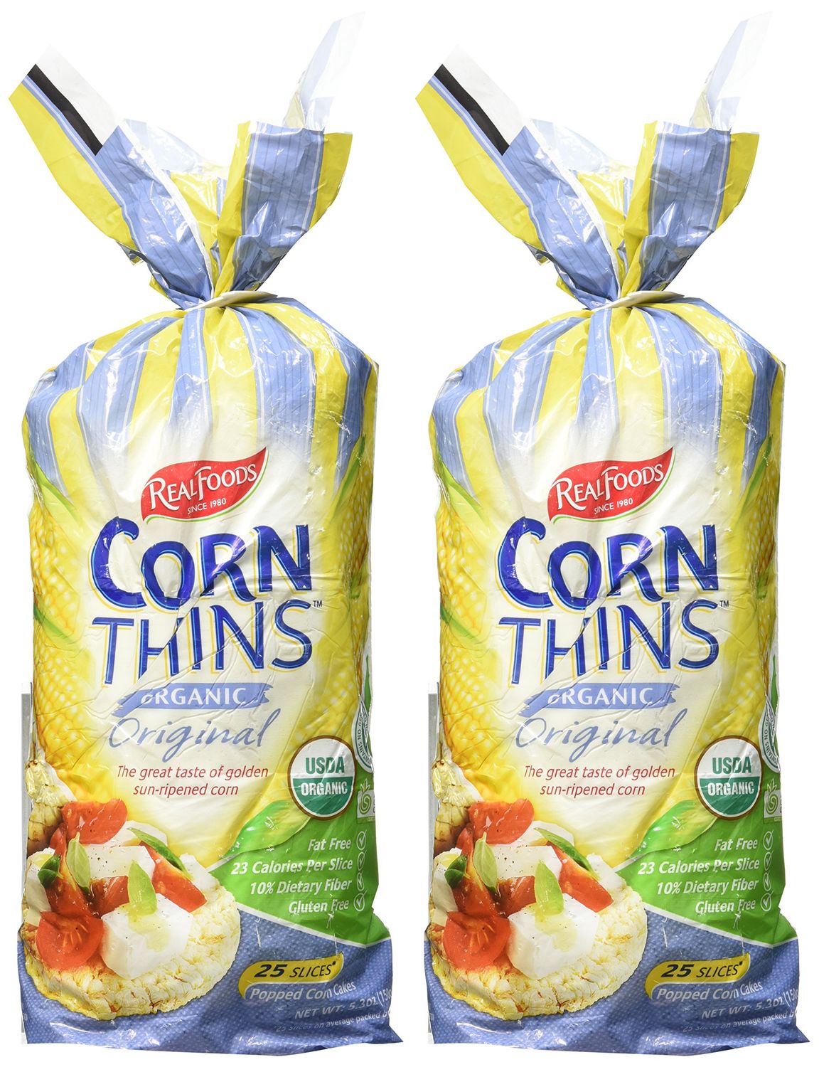 Real Foods Original Organic Corn Thins, 5.3 oz, 2 pk