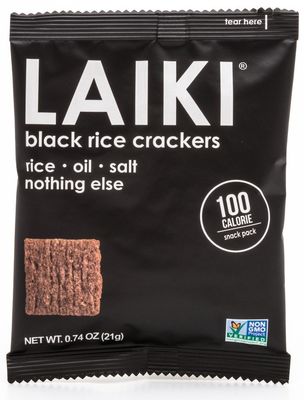 LAIKI Black Rice Crackers - Gluten Free Snacks - Deliciously Light and Airy Crunch - Allergen-Friendly, Vegan, Non-GMO Verified, FODMAP Friendly Rice Crackers Red Rice - 0.74 Ounce Bag (Pack of 12)