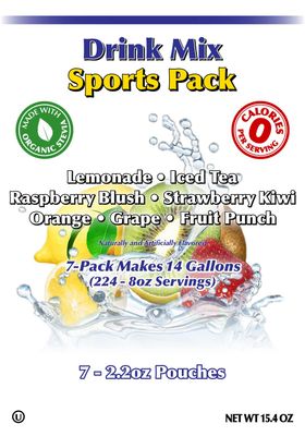 GramZero Variety, Sugar Free Drink Mix, Sports Pack, Great For Nutrition Club Loaded Teas, Zero Calorie, Stevia Sweetened