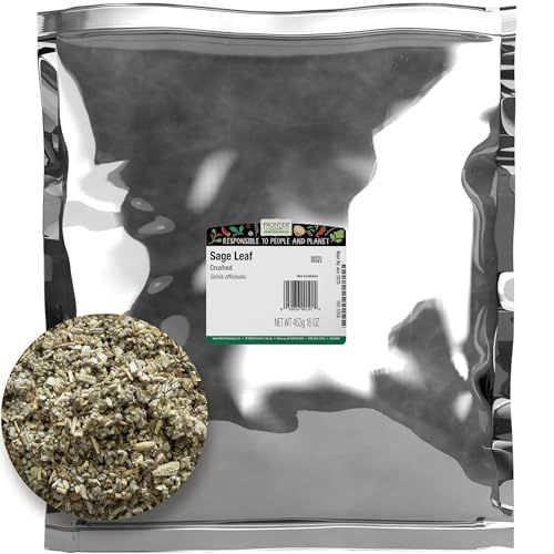 Frontier Co-op Sage Leaf, Crushed, Kosher | 1 lb. Bulk Bag | Salvia officinalis L.