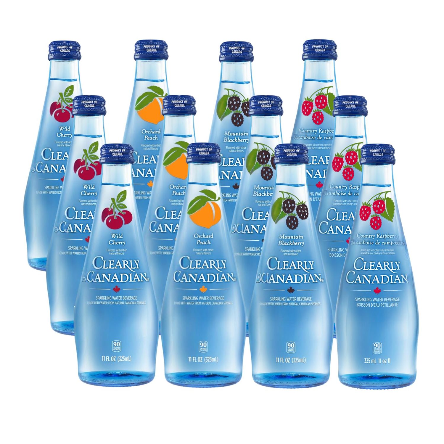 Clearly Canadian Sparkling Flavored Water (4 Flavor Sampler, 12 Pack Variety)