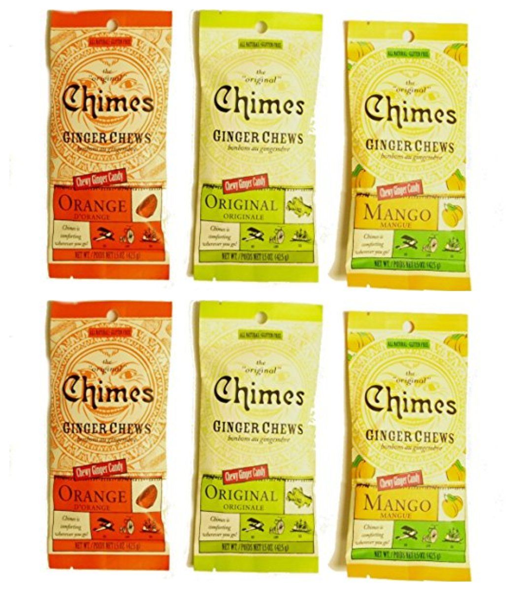 Chimes&#39; Ginger Chews - Variety Pack - Original, Mango, and Orange (Pack Of 6)