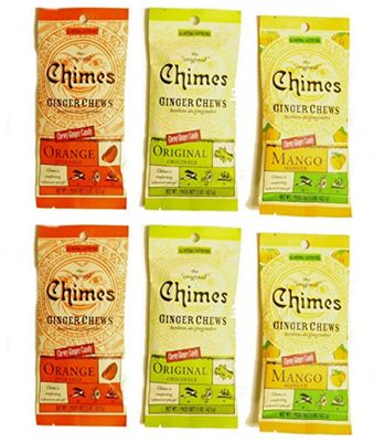 Chimes&#39; Ginger Chews - Variety Pack - Original, Mango, and Orange (Pack Of 6)