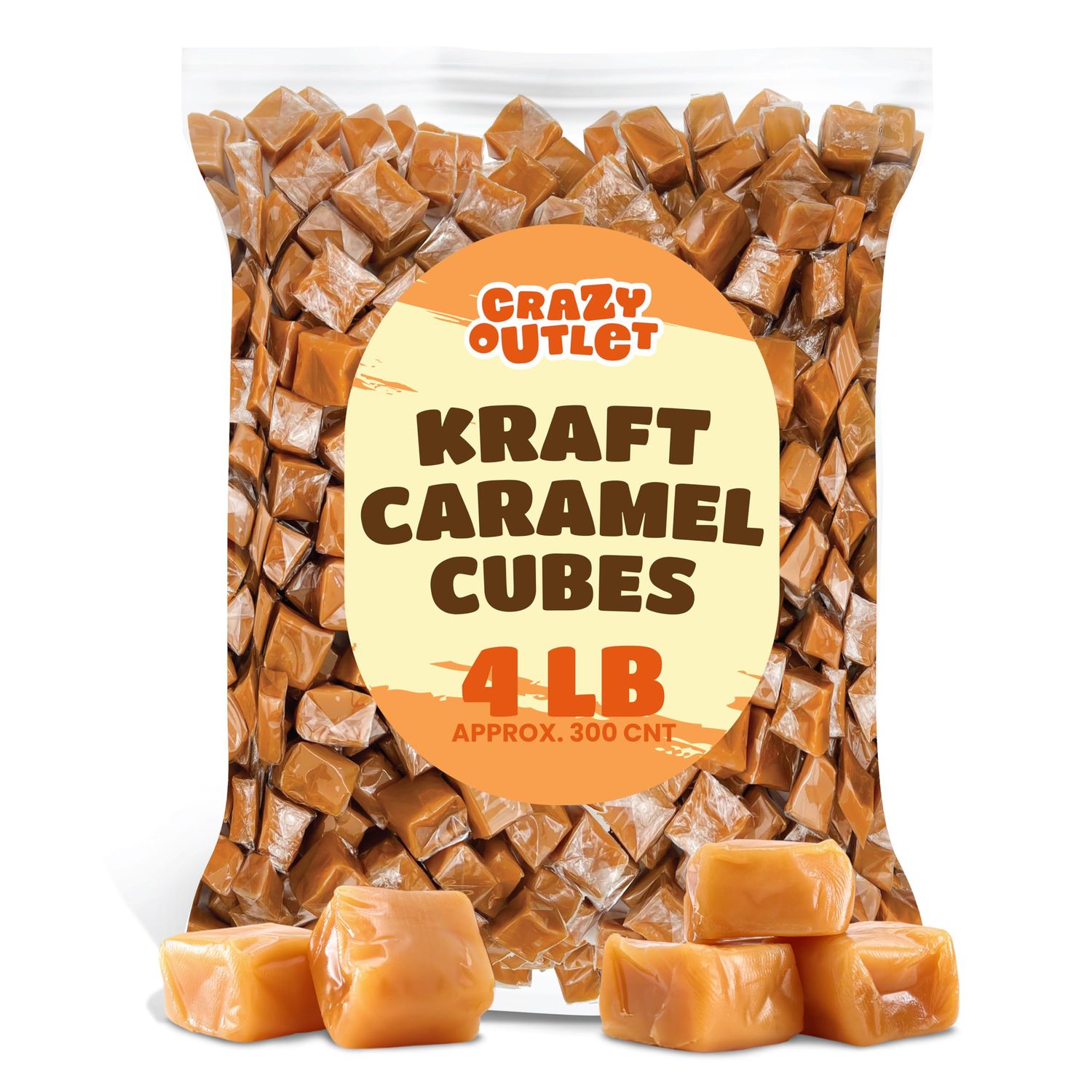 Kraft Caramel Cubes 4 Pounds, Classic Chewy Squares, Bulk Pack