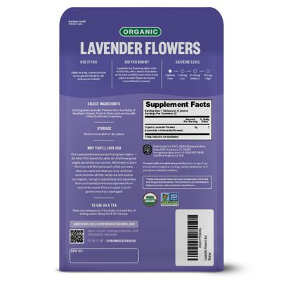 FGO Organic Dried Lavender Flowers, From France, 4oz, Packaging May Vary (Pack of 1)