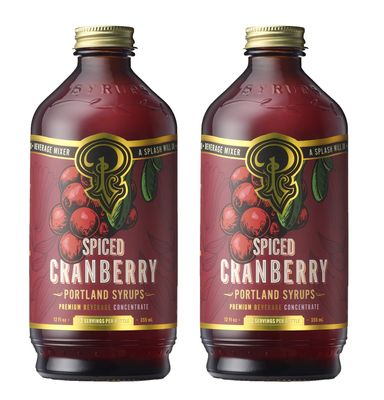 Portland Syrups Spiced Cranberry Syrup - Drink Mixer for Crafting Cocktails, Mocktails, &amp; Seasonal Beverages - Flavor Enhancer for Soda, Punch, and Mulled Drinks - 12 oz Bottle, 24 Servings, Pack of 2