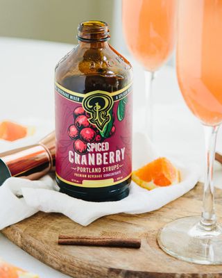 Portland Syrups Spiced Cranberry Syrup - Drink Mixer for Crafting Cocktails, Mocktails, &amp; Seasonal Beverages - Flavor Enhancer for Soda, Punch, and Mulled Drinks - 12 oz Bottle, 24 Servings, Pack of 2