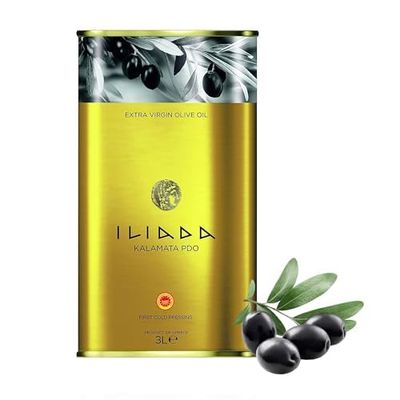 Iliada Kalamata PDO Extra Virgin Olive Oil | First Cold Press | Polyphenol Rich from Greece | Single Region 100% Greek | Chef's Favorite | Single Variety Koroneiki, 3 Liters