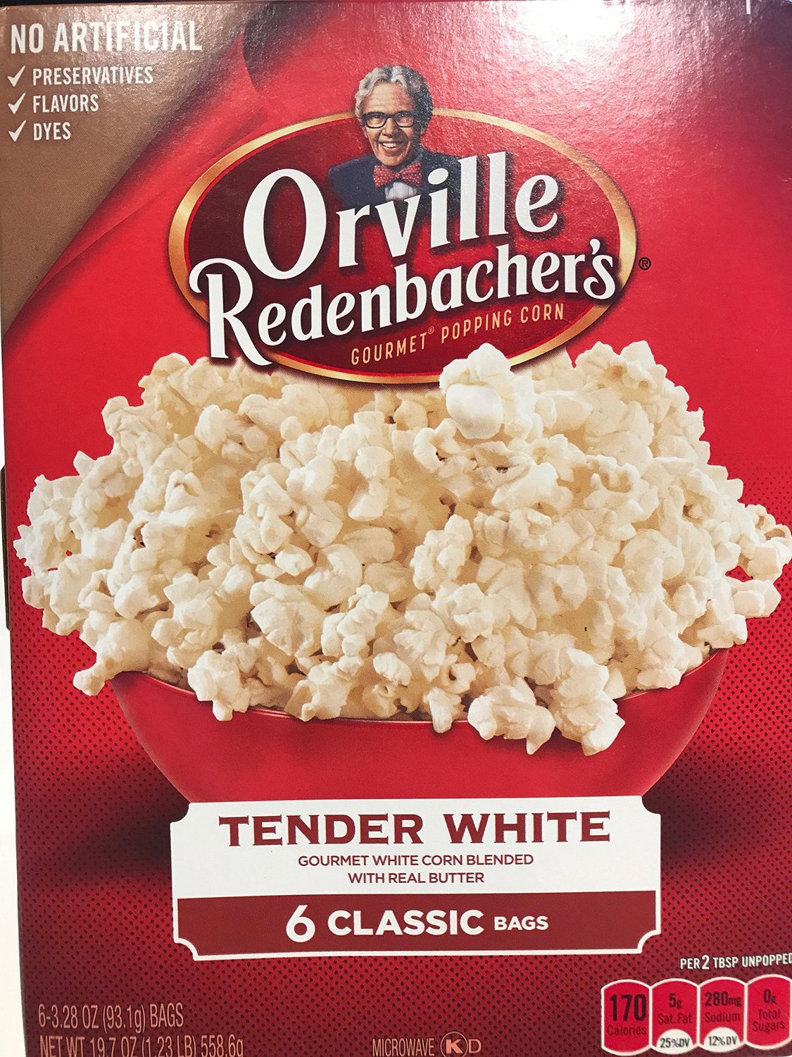Orville Redenbacher&#39;s Tender White Classic Bag 6 bags 19.7 oz ( 2 Pack)