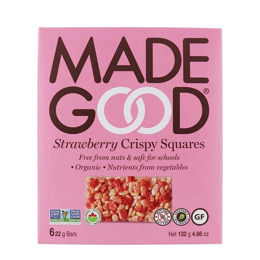 MadeGood Strawberry Crispy Squares, 6 Healthy Snacks, 0.78oz