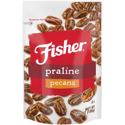 Fisher Snack Praline Pecans, 5.5 Ounces, Resealable Pouch, Made with Whole Mammoth Pecans