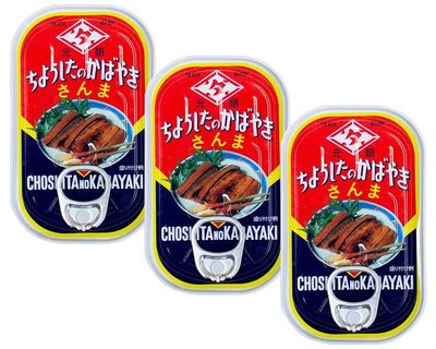 Canned Pacific saury Kabayaki,roasted Pacific Saury in Japanese Sweet Soy Sauce Seasoning,Choshita no Kabayaki 3pcs,With MAIKO sticker Pio big bazar