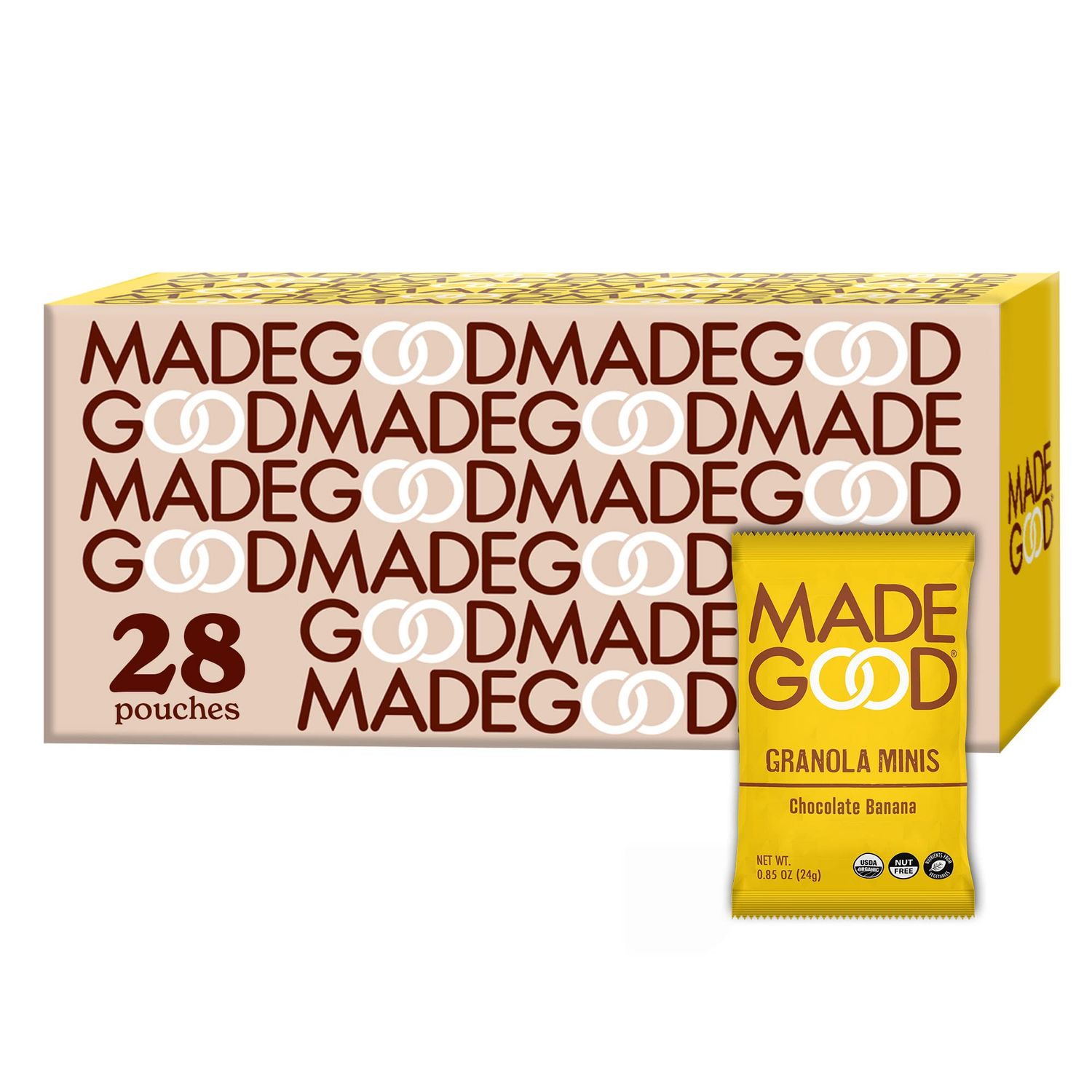MadeGood Chocolate Banana Granola Minis, 28 Count, Organic and Delicious Snacks