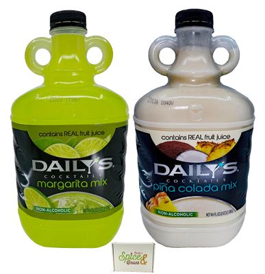 Daily&#39;s Non-Alcoholic 64 oz. Cocktail Combo Pack | by Dasher&#39;s Spice &amp; Beans | 1 bottle of Each | (Margarita &amp; Pina Colada)