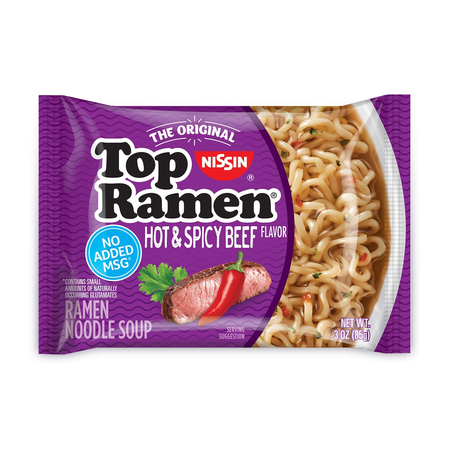 Nissin Top Ramen, Hot &amp; Spicy Beef Flavor, The Original Instant Ramen, 3oz. (24-Pack)