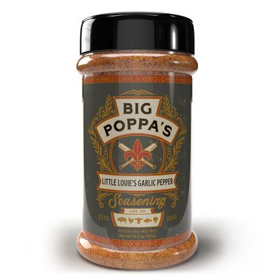Big Poppa&#39;s Little Louies Garlic Salt with Black Pepper - Gluten-Free All Purpose Seasoning - Beef Seasoning, Chicken Seasoning and even Vegetable Seasoning for Cooking (14.5 Oz)