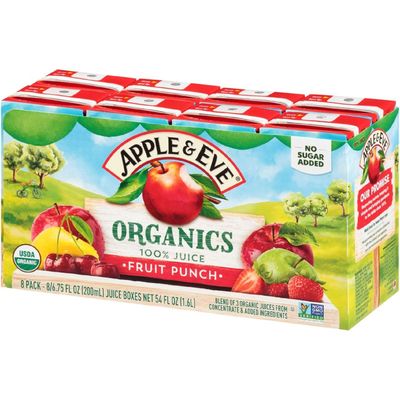 Apple &amp; Eve Organics, Fruit Punch, 6.75 Fluid-oz, 8 Count, Pack of 5