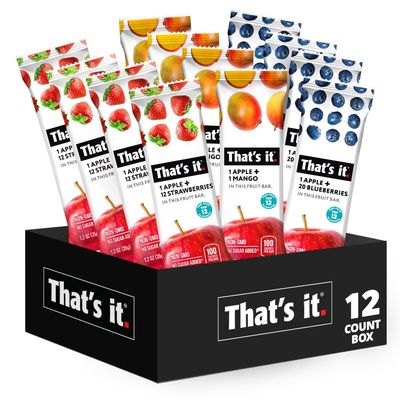 That&#39;s it. Variety Pack 100% Natural Real Fruit Bar, Best High Fiber Vegan, Gluten Free Healthy Snack, Paleo for Children &amp; Adults, Non GMO No Added Sugar, No Preservatives Energy Food (12 Pack)