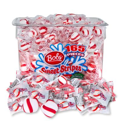 Bobs Sweet Stripes Soft Peppermint 165 pieces - Gluten and Fat free - Made With All Natural Peppermint - Soft Candy