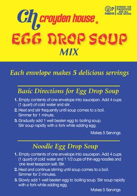 Croyden House Egg Drop Soup Mix 3.5oz (3 Pack, Total of 6 Envelopes) Quick and Easy Prep, Chinese Style, Kosher