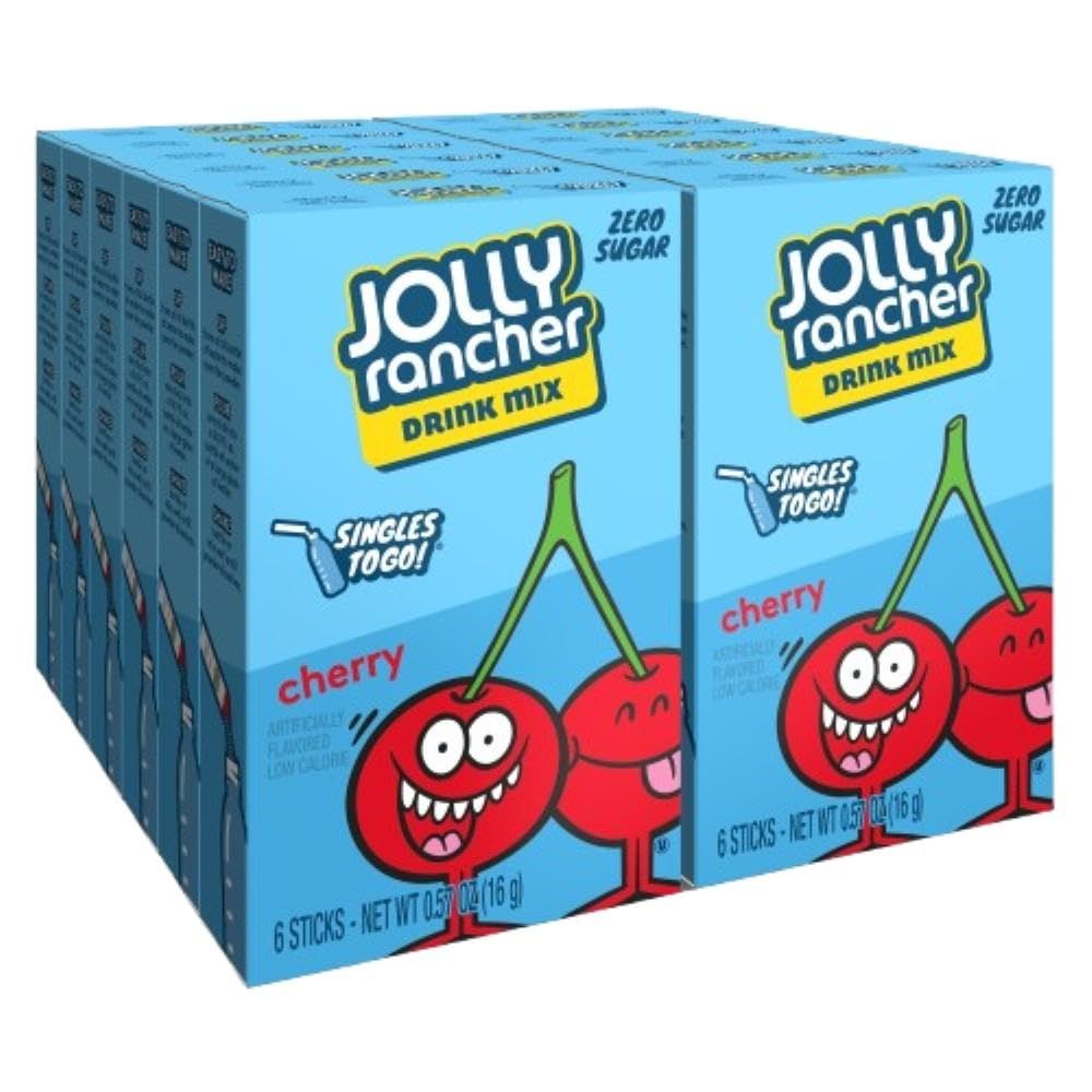 Jolly Rancher Singles To Go Drink Mix - Chery Flavored Powder Packets - 12 Boxes with 6 Packets in Each Box - 72 Total Servings - 72 Count - Enjoy Anywhere and Anytime with Friends and Family