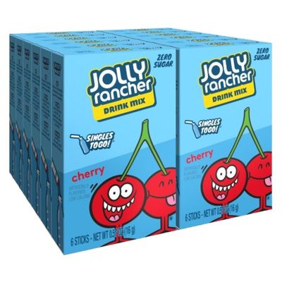 Jolly Rancher Singles To Go Drink Mix - Chery Flavored Powder Packets - 12 Boxes with 6 Packets in Each Box - 72 Total Servings - 72 Count - Enjoy Anywhere and Anytime with Friends and Family