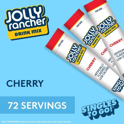 Jolly Rancher Singles To Go Drink Mix - Chery Flavored Powder Packets - 12 Boxes with 6 Packets in Each Box - 72 Total Servings - 72 Count - Enjoy Anywhere and Anytime with Friends and Family