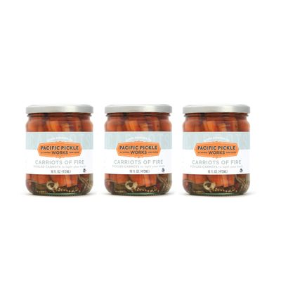 Carriots of Fire - Spicy Pickled Carrot Sticks with Jalapeo - Gourmet Carrots for Snacking - non-GMO, Kosher, Gluten-Free 16 oz (3-pack)