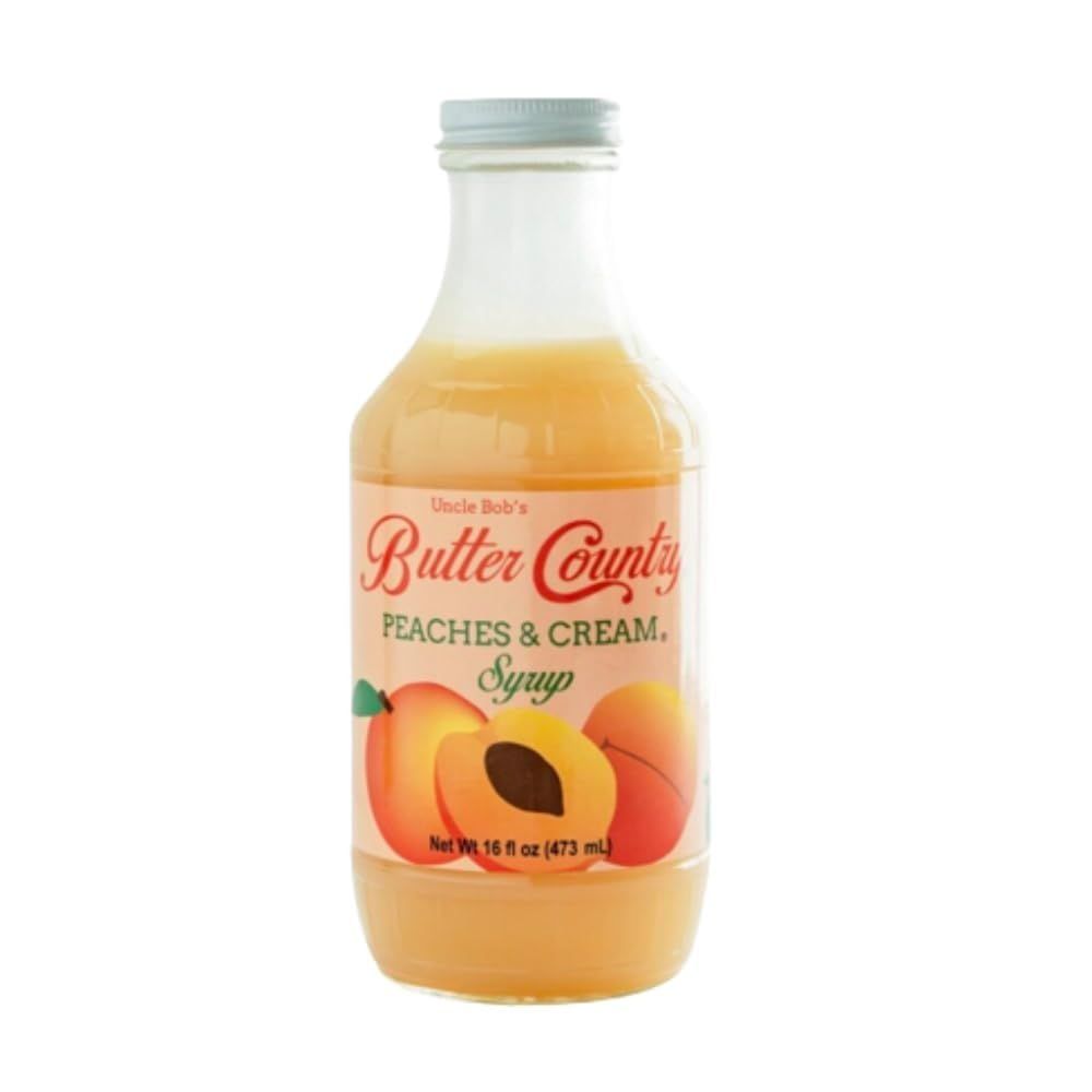 Butter Country Peaches &amp; Cream Syrup - Rich, Creamy, Perfect for Holiday Treats | 16 fl oz