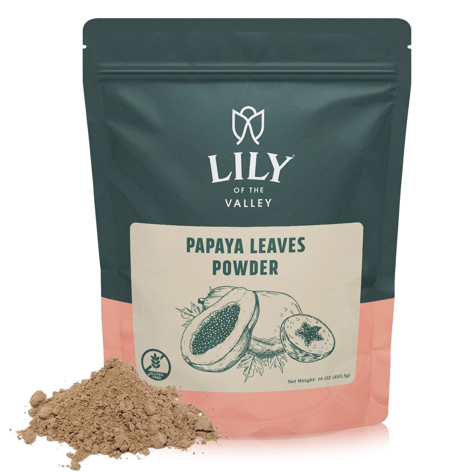 Lily of the Valley Green Papaya Powder - Naturally Rich in Papaya Enzym - Papaya Extracts for Smoothies &amp; Shakes - Vegan &amp; Gluten-Free - Packed in Resealable Pouch (8oz, 226g)