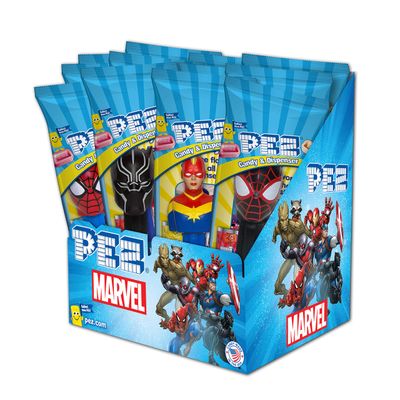 PEZ Candy, Marvel Assortment (Pack of 12, individually wrapped)
