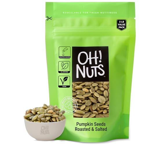Pumpkin Seeds | Roasted Salted | 2 lb | No Shell Pepitas | Packed in New York Zip-Seal Bag for Exceptional Freshness by Oh Nuts