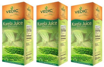 Miras (Pack of 3) Vedic&#39; Karela Juice Bitter Gourd (500ml)