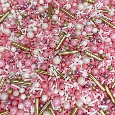 Manvscakes, pink sprinkles, valentines, cake sprinkles, gold sprinkles, cookies, chocolate, fondant, princess topping, ice cream, edible, dessert decoration (Rose)