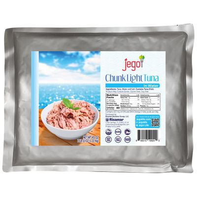Jego Chunk Light Tuna in Water | Wild Natural Catch Tuna | Keto | Low Carb | Gluten Free | Soy Free | Ready to eat | 43 oz Pouch
